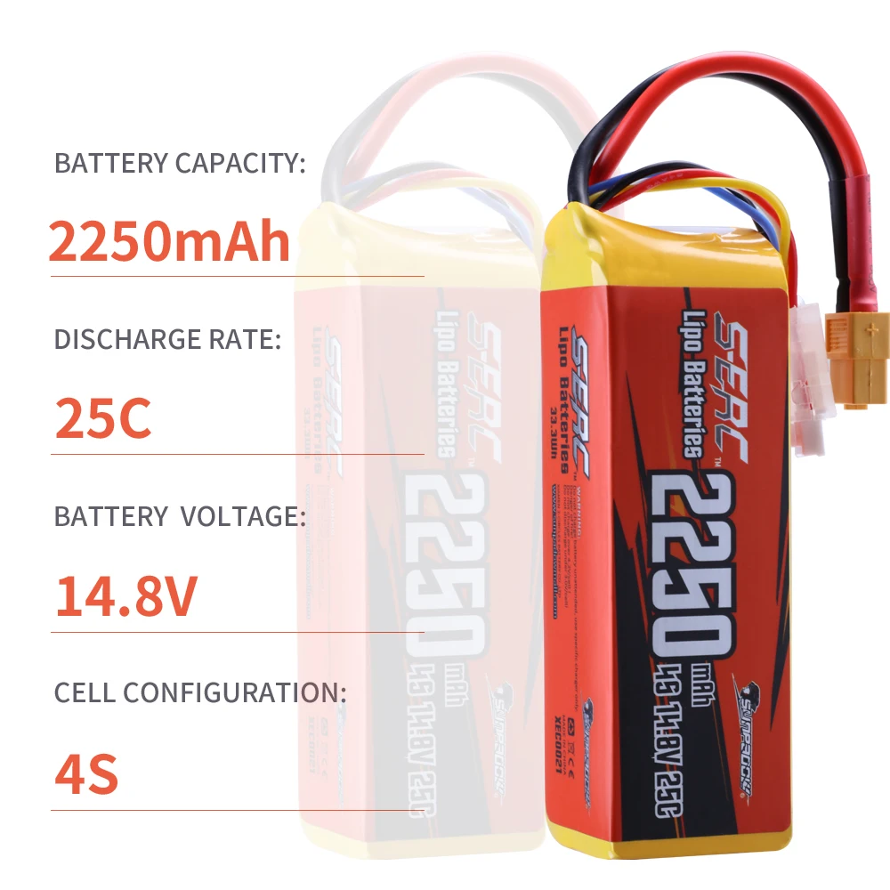 sunpadow 4s 148 v lipo батарея 2250 мач 25c с xt60 разъем