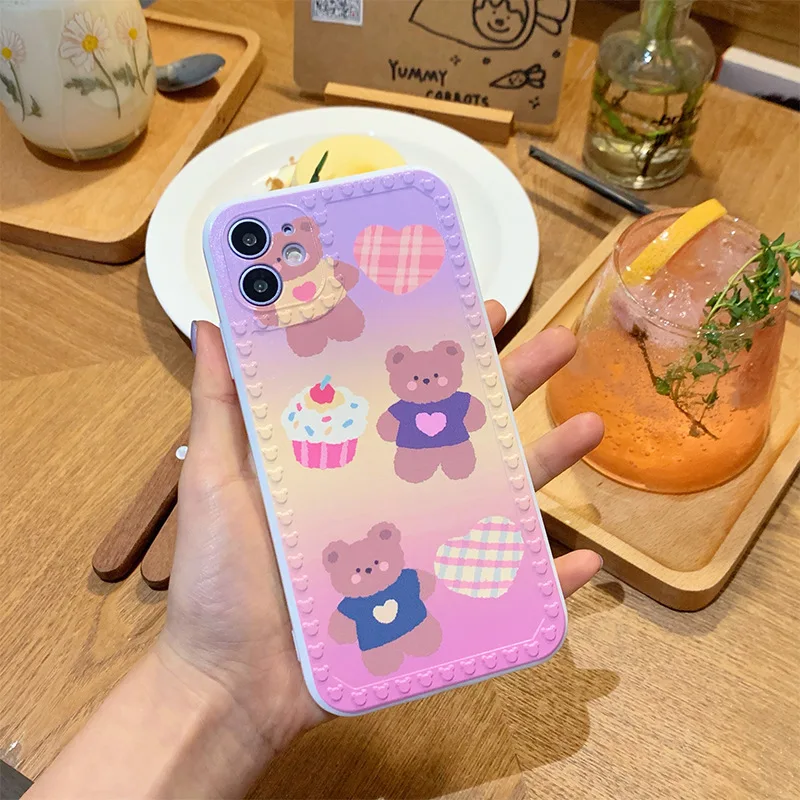

Original Cartoon Bear Mobile Phone Shell Iphone11 Suitable for Apple XR All-inclusive 7/8plus Cute Frame X/SE2 Protective Cover