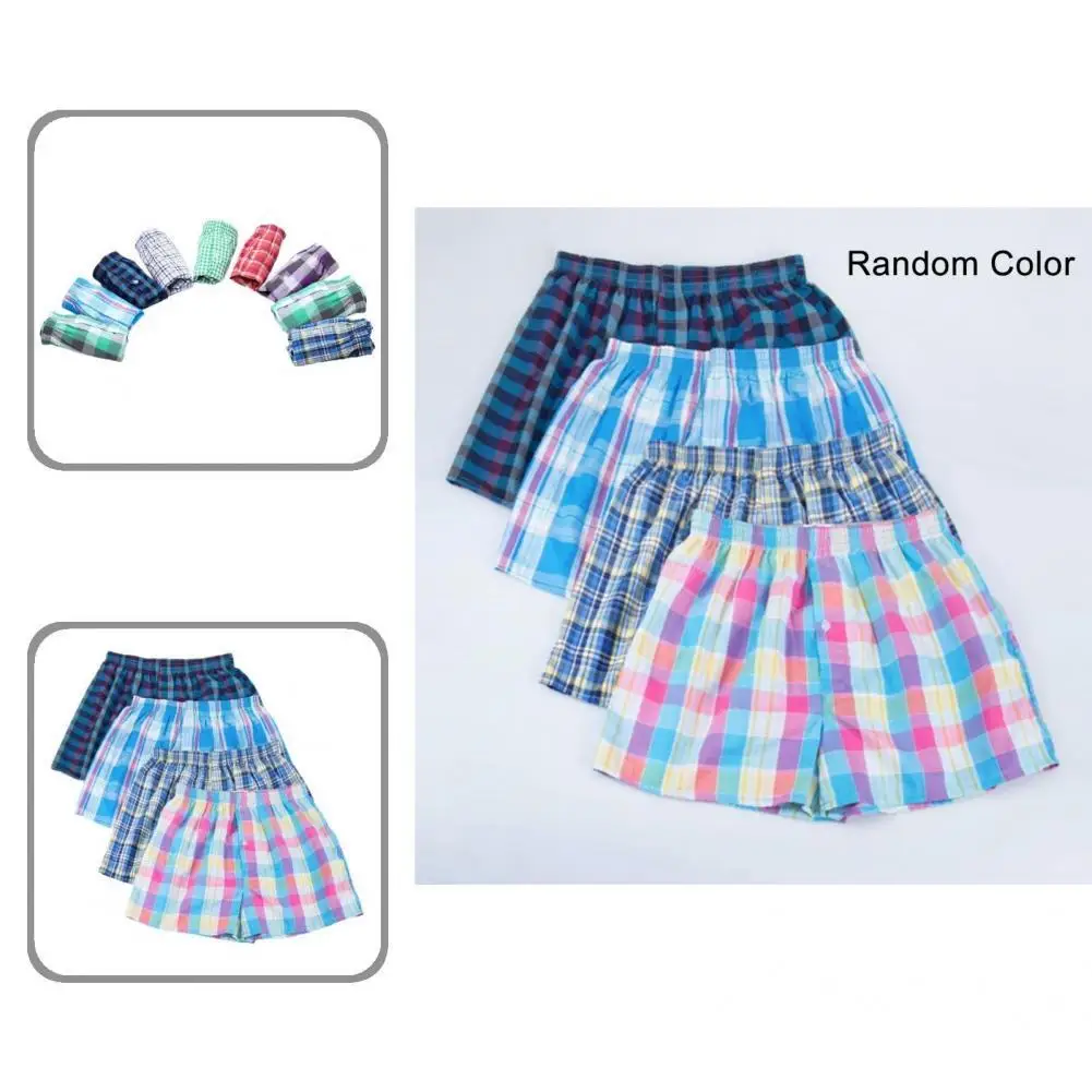 

Intimacy Terrific Great Stitching Men Briefs Quick Dry Men Underpants Plaid for Daily Wear