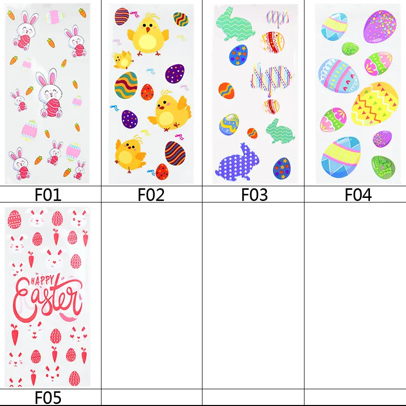 

50pcs Easter Candy Cookies Bag Cute Rabbit Egg Food Plastic Bags Decoration Happy Easter Party DIY Gift Candy Packaging Supplies