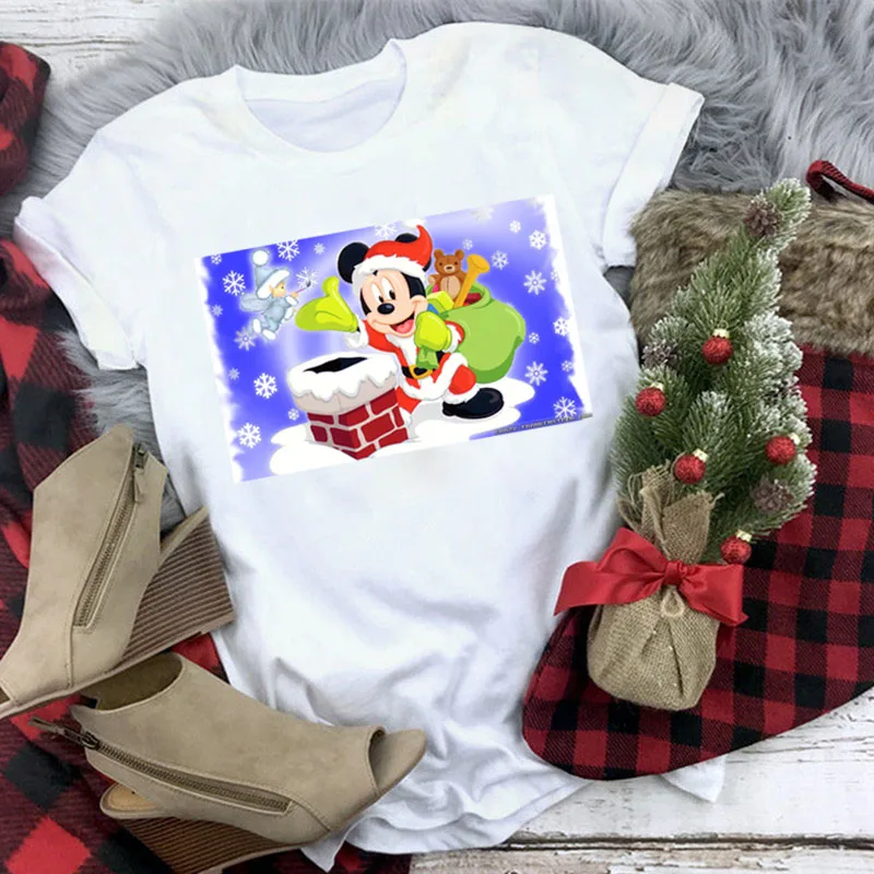 WT0316-1-White Рождественская футболка Для женщин T рубашки для мальчиков Модные Графический милый каваи Hipster футболка Micky женский Camiseta Mujer - Цвет: WT0316-1-White