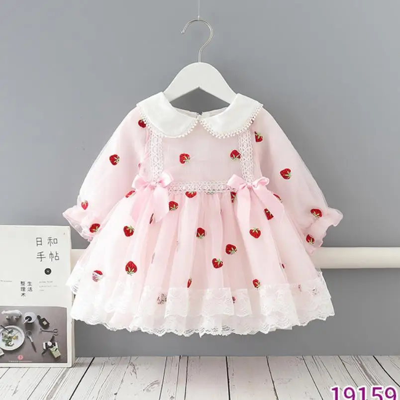 

Кружевное платье для девочек, с бантом и длинным рукавом, повседневное, для девочек, A229, 2 шт.