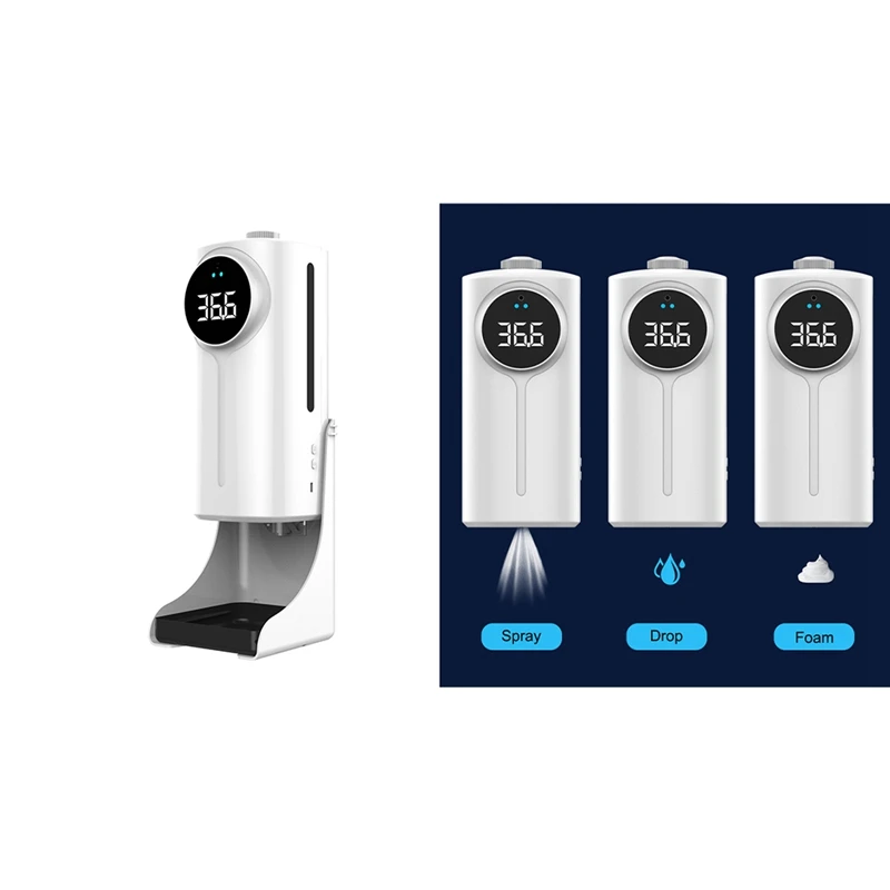 

1200Ml K9 Pro Dual Temperature Measuring Non-Contact Digital Infrared Thermometer Hand Washing Soap Dispenser Machine