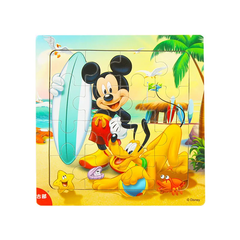 Disney 9 шт/16 шт Белоснежка/София/Микки Минни/замороженная Романтика деревянная коробка головоломка 2-3-4-5 лет детская головоломка - Цвет: Color14-16pcs