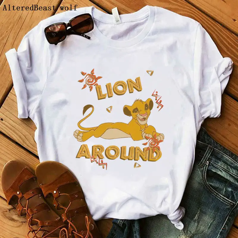 as picture Hakuna Matata футболка женская с принтом SIMBA harajuku Король Лев vogue футболка Летняя повседневная с коротким рукавом модные топы футболки - Цвет: as picture