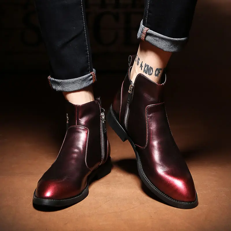 

Мужские короткие ботинки с высоким берцем, Британская мода, новинка, ботинки для верховой езды на низком каблуке в стиле ретро, модные мужск...