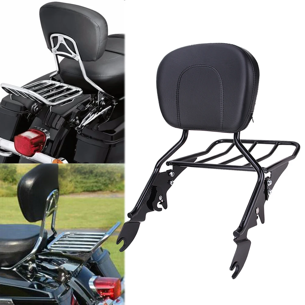 

OUMURS Motorcycle Passenger Sissy Bar Backrest Luggage Rack Pad For Harley Street Glide Road King Road Glide Electra 2009-2019