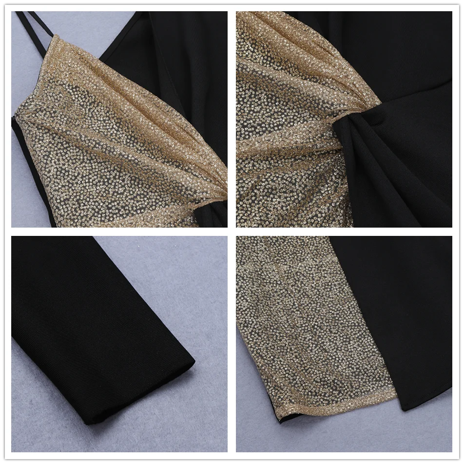 

Ailigou New Winter One Shoulder Long Sleeve Club Mini Bandage Dress Sexy Women Sequin Patchwork Celebrity Runway Party Dress