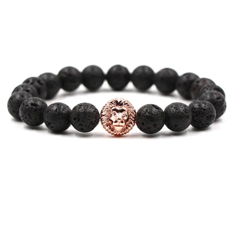 Мужской браслет из натурального лавового камня Тибетский Будды браслеты с