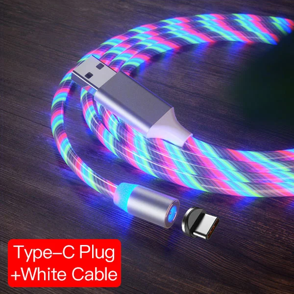 For Type-C White ACCEZZ Магнитный зарядный кабель для быстрой зарядки для iPhone X 8 7 ipad Mini Micro usb type C магнитное зарядное устройство для samsung Android Phone - Цвет: For Type-C White
