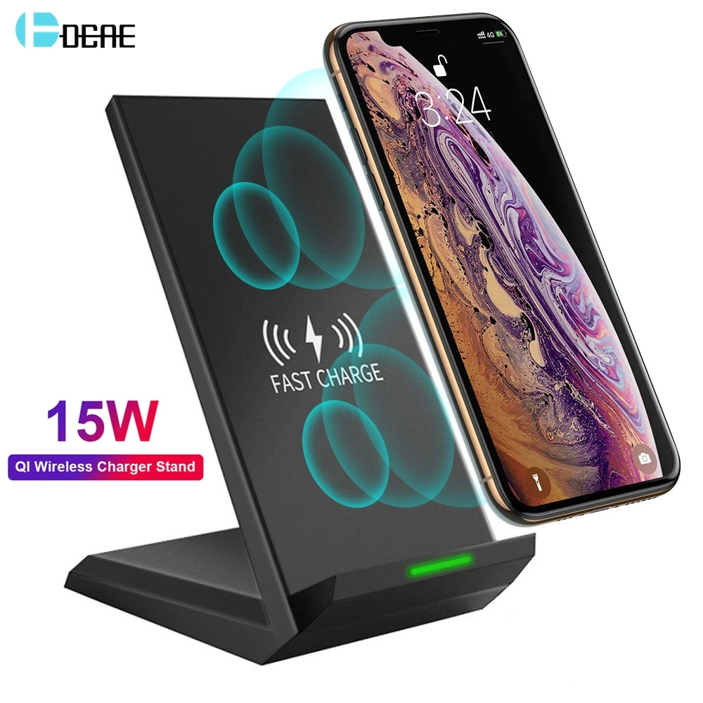 

DCAE 15W QI Quick Charging Wireless Charger Usb Tpye C QC 3.0 Fast Charge Stand For iPhone 12 Pro 11 XS XR X 8 Samsung S21 S20