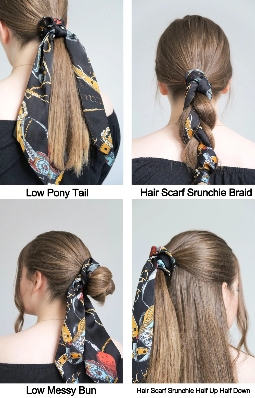 

New Fashion Chiffon Silk Wispy floral Bow Hair Scrunchies Women Hair Tie Rope Rubber Bands Ponytail Holder Hair Accessories