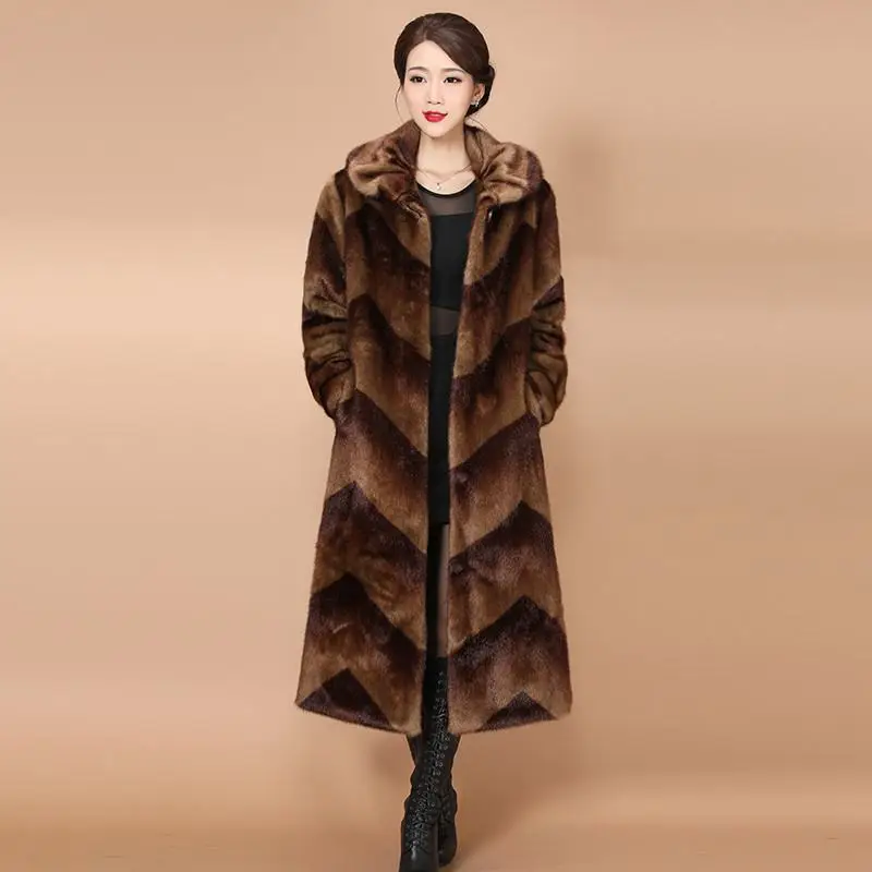 

Женская длинная куртка из натурального меха норки, повседневная облегающая теплая куртка размера плюс 5XL, модель J97 на зиму, 2019