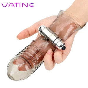 VATINE Silicone Finger Sleeve  Vibrator Lesbian Couple Toys Vibrator Chastity Clitoris Stimulator Sex Toy For Couple