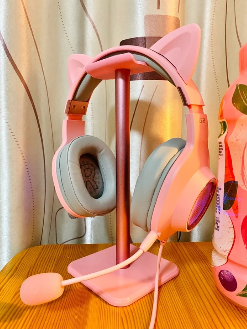 

New Edifier HECATE G2 Pink Game headphone Cat ears 7.1 Channel headband USB Wired gaming Audio Computer Headset for Girl