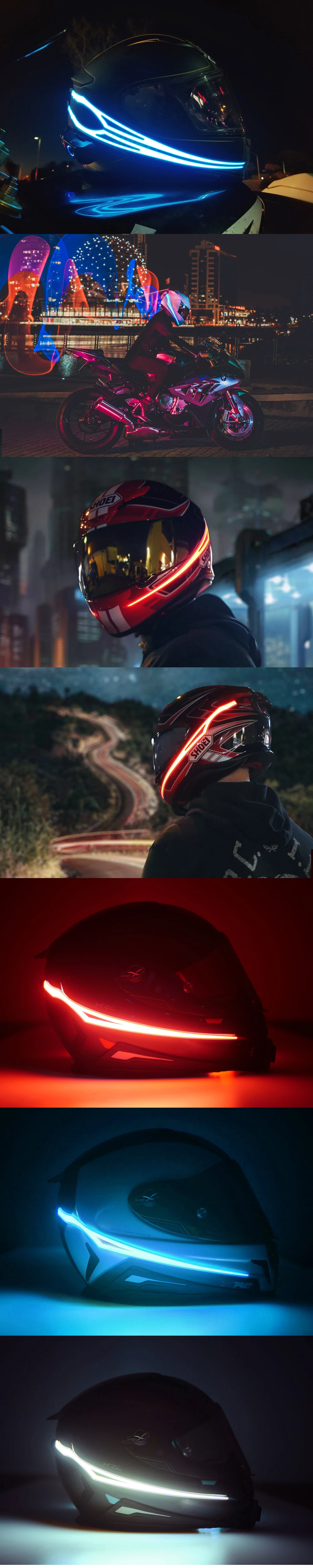 Мотоциклетный шлем EL холодный свет мод комплект Tron шлемы режим ночного времени езда световые сигналы огни полоса бар DIY