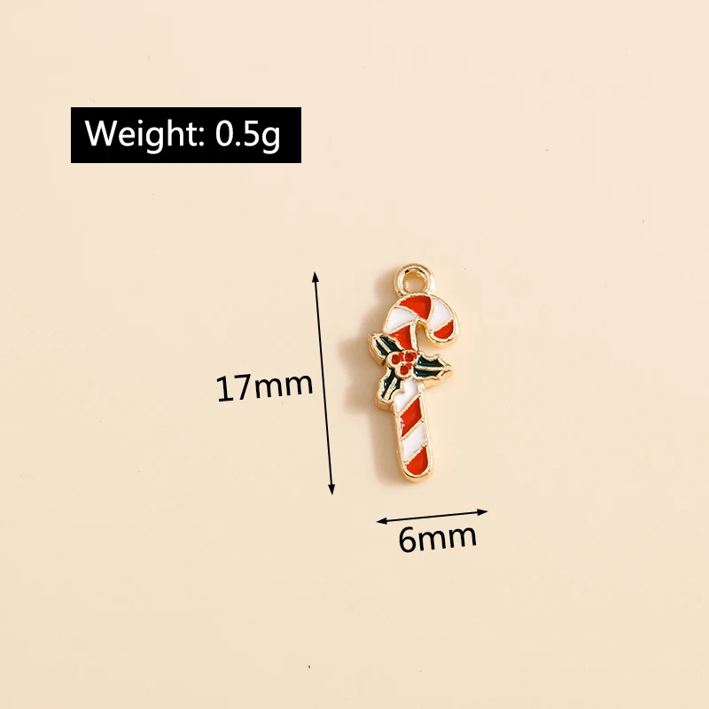 10 шт. 6*17 мм эмалированные Рождественские Подвески в виде конфет и тростника для