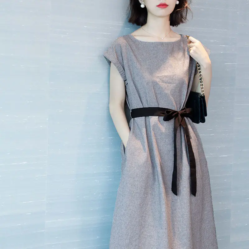 

Summer New Loose Mid-Length Dress Female Round Neck Temperament Goddess Fan Xian Thin Long Skirt