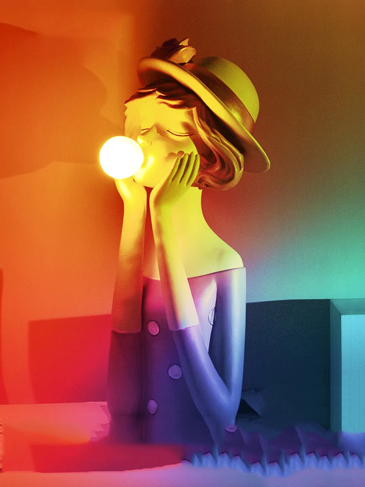 Современный Ночной светильник статуэтка из смолы украшение для дома гостиной