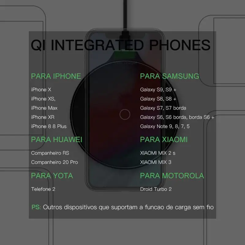 

EastVita Thin Qi Wireless Charger For Iphone X 8 Plus Mobile Phone Wireless Charging Pad For Samsung S10 S9 S8 Xiaomi