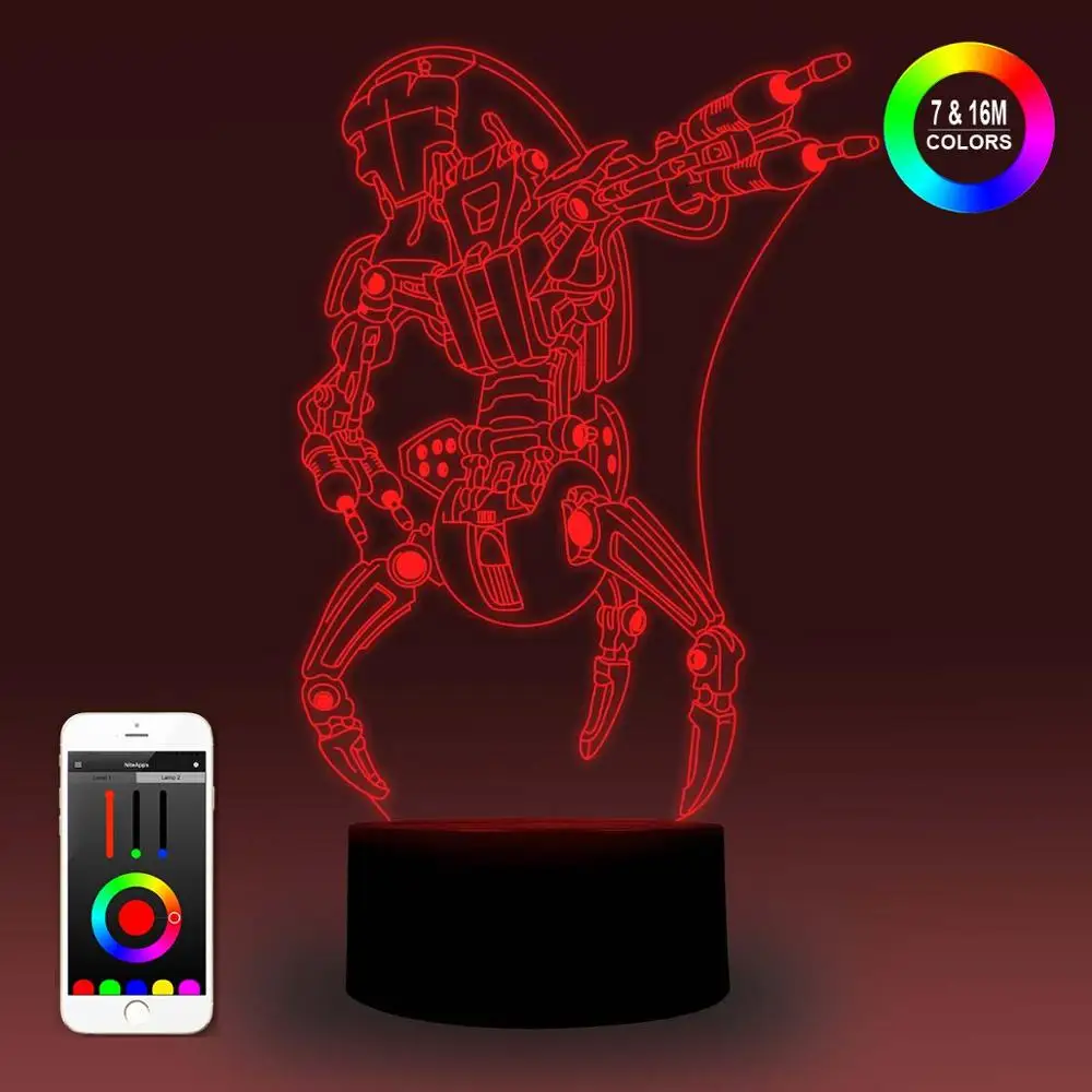 NiteApps 3D Звездные войны дроидека эсминец Droid ночник настольная лампа иллюзия Лампа