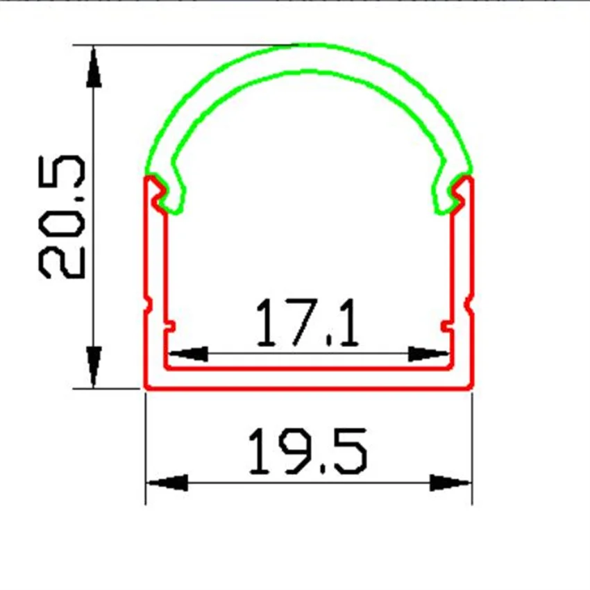 

YANGMIN Free Shipping 3.3ft/1M 20x21mm Silver U-Shape Internal Width 17mm LED Aluminum Channel System with Cover, End Caps