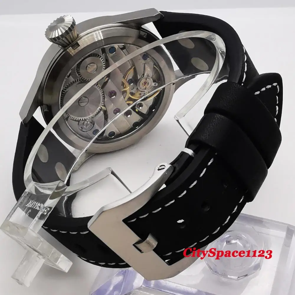 Corgeut 43 мм стерильный циферблат механические наручные часы с ручным заводом 6497