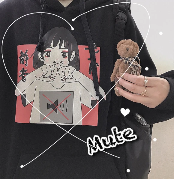 Аниме принт толстовка женская Kawaii Толстовка Harajuku одежда пуловер с капюшоном корейского размера плюс тонкая Повседневная Уличная одежда Топ V562