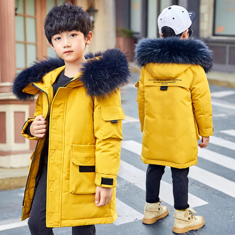 2019 детский зимний пуховик для мальчиков плотное теплое зимнее пальто с большим