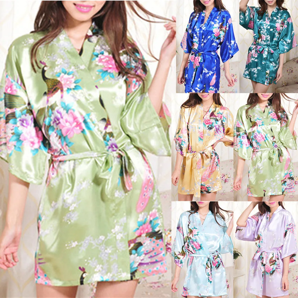 Женский сексуальный атласный банный халат на тонких бретелях кружевное нижнее