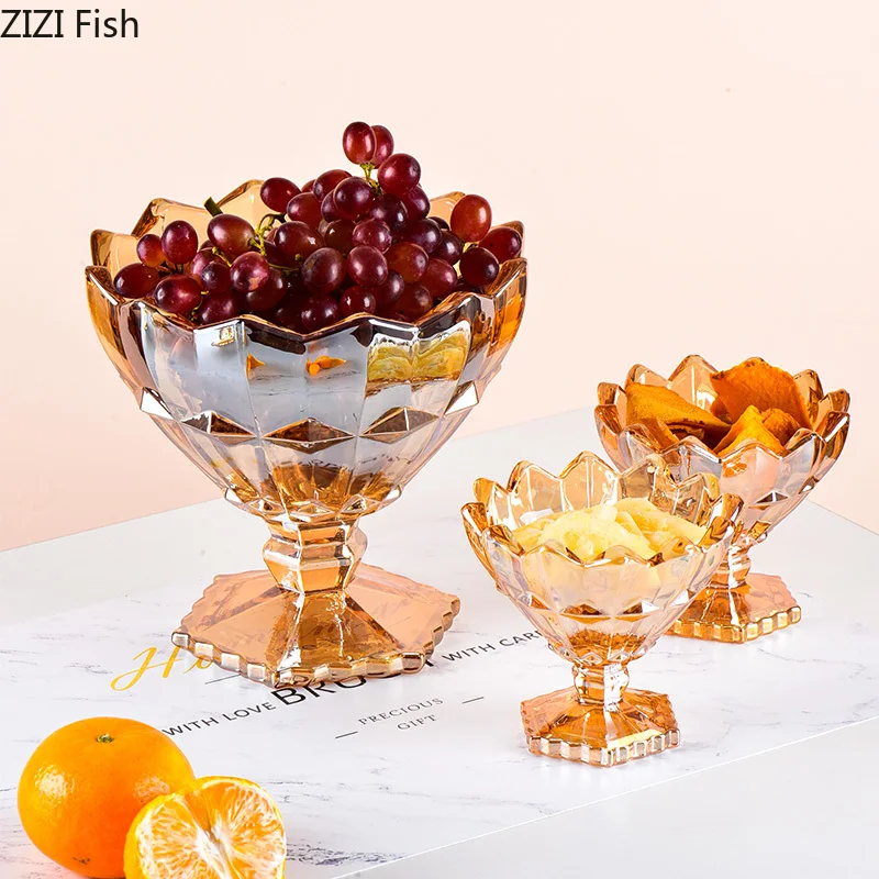 Стеклянный поднос для фруктов Настольный органайзер хранения витражного стекла