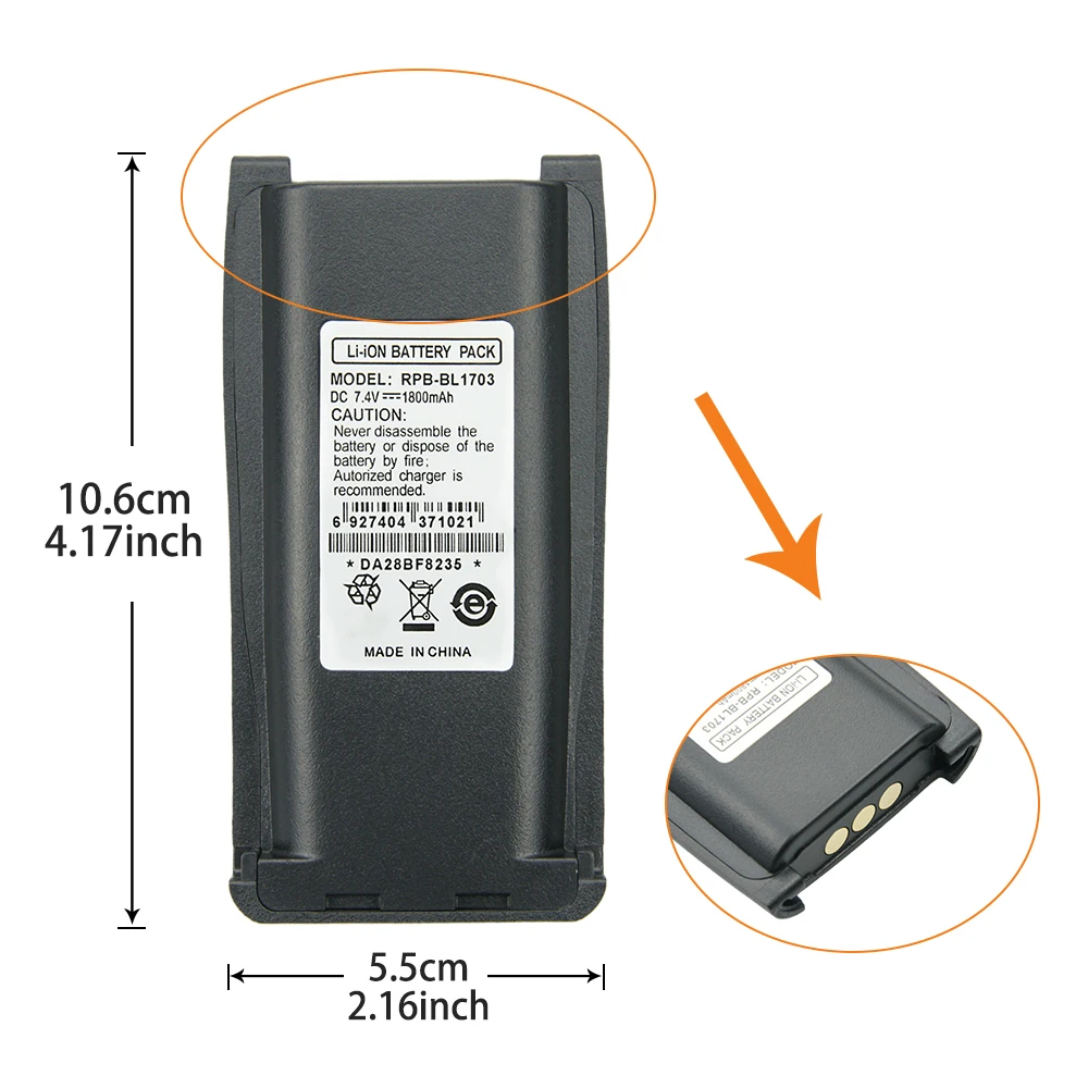2X Сменный аккумулятор для HYT RPU7500 RPV7500 PN BH1801 BL1703 BL1703Li BL2102 BL1703|Перезаряжаемые