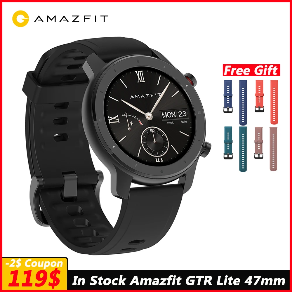 В наличии глобальная версия новых Amazfit GTR Lite 47 мм Смарт часы 5ATM умные 24 дня