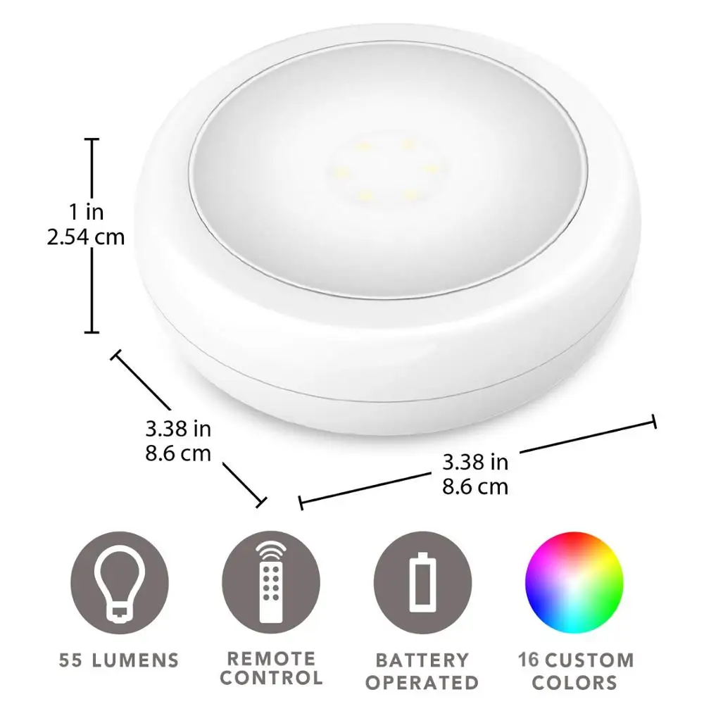 Беспроводной светодиодный светильник для изменения цвета 6 шт. в упаковке с 2