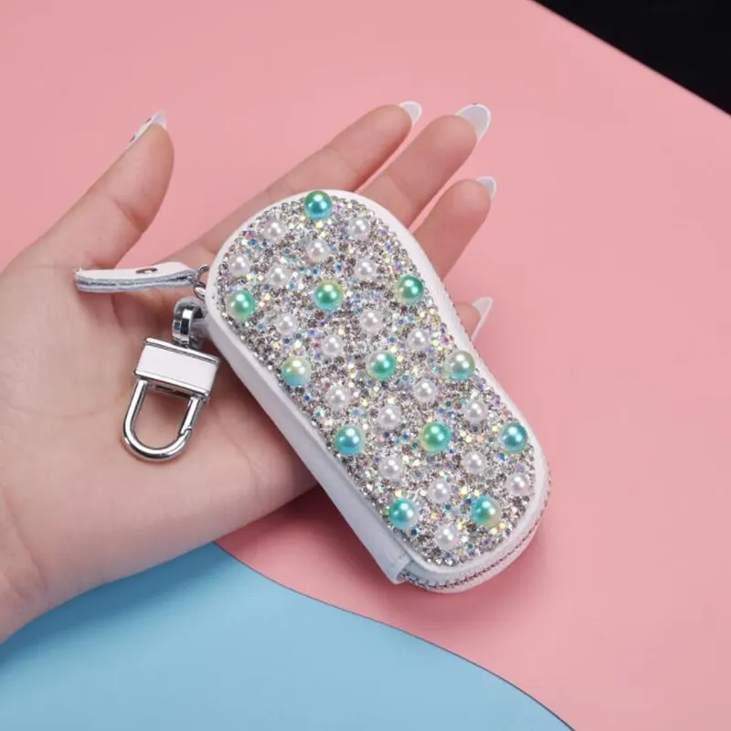 Роскошный чехол с алмазным жемчугом для автомобильного ключа из натуральной