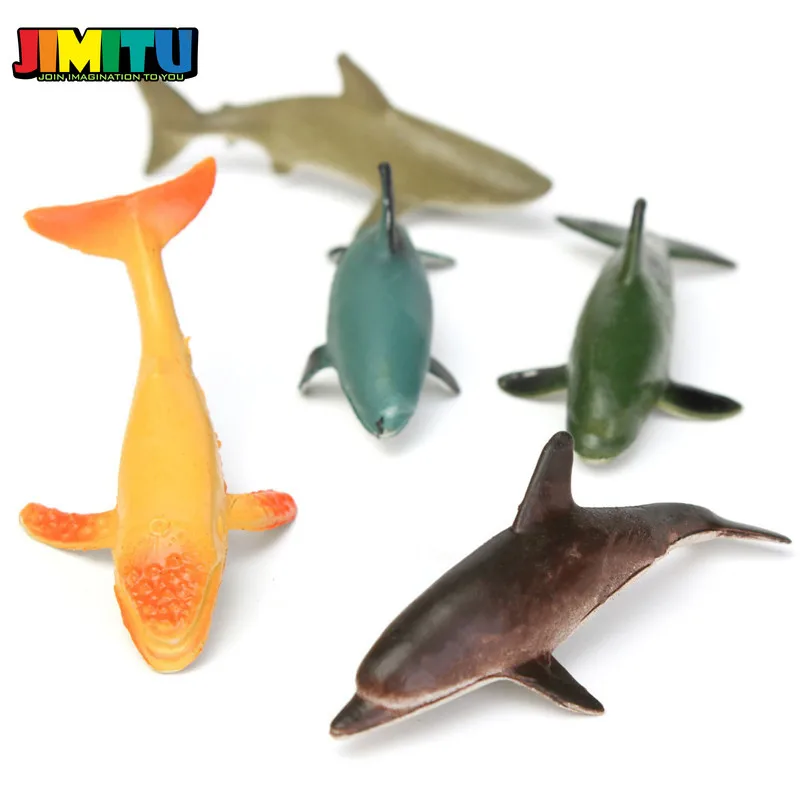 JIMITU 12 шт./компл. 4,5-8 см Пластик морской фигурки животных животные океана Морская жизнь Акула китовый Краб детские игрушки