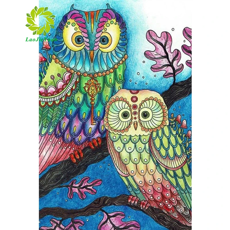 

LaoJieYuan Diamond Painting Owl Full Square Diamonds Embroidery Animals Pictures Of Rhinestones Mosaic Home Decoration