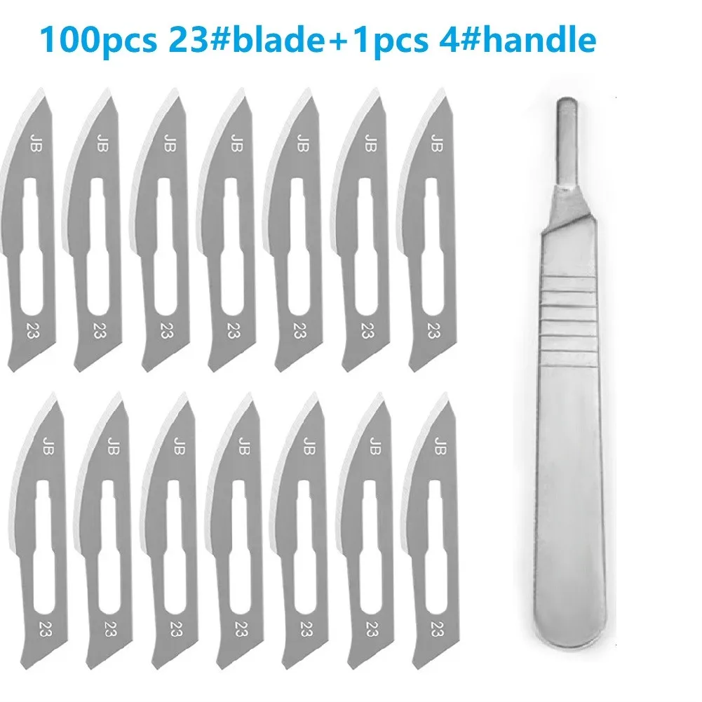 

100pcs Carbon Steel Utility Blade Scalpel Blade With Blade Handle Cutting Tools DIY Cutting Tool Repair Animal Surgical-Knives