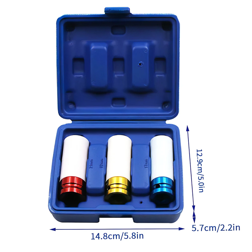 

3PCS 1/2" Wheel Protector Impact Socket Set Drive Lug Nut Thin Wall Wheel Protector Socket Set Repair Tool 17 mm 19 mm 21 mm