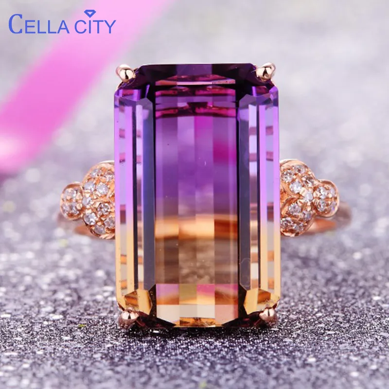 

Cellacity luxury 925 silver ring jewelry with rectangle tourmaline gemstone Engagement Wedding Party Jewelry Anniversary
