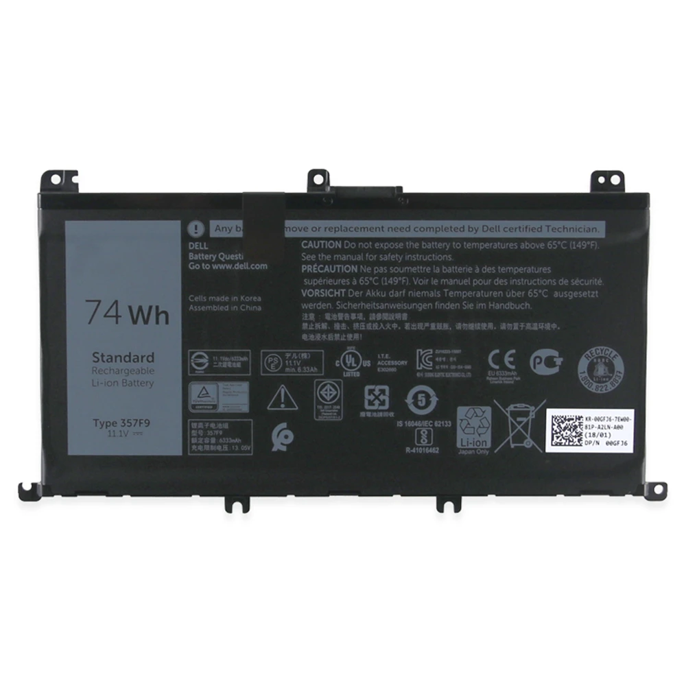 Оригинальная батарея 11 1 В 74 Вт/ч 357F 9 для Dell Inspiron 15- 7000 7559 7557 7566 7567 INS15PD-1548B |