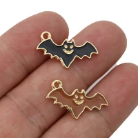 5pcs enamel gold color black bat charm pendant for jewelry making necklace bracelet earrings diy accessories craft