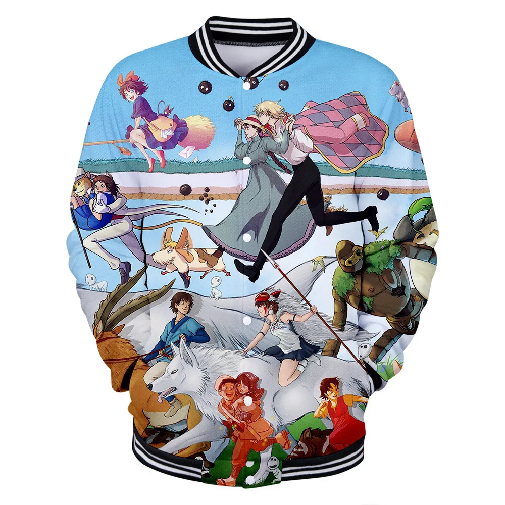 Мужская и Женская бейсбольная куртка с длинными рукавами пуговицами в японском