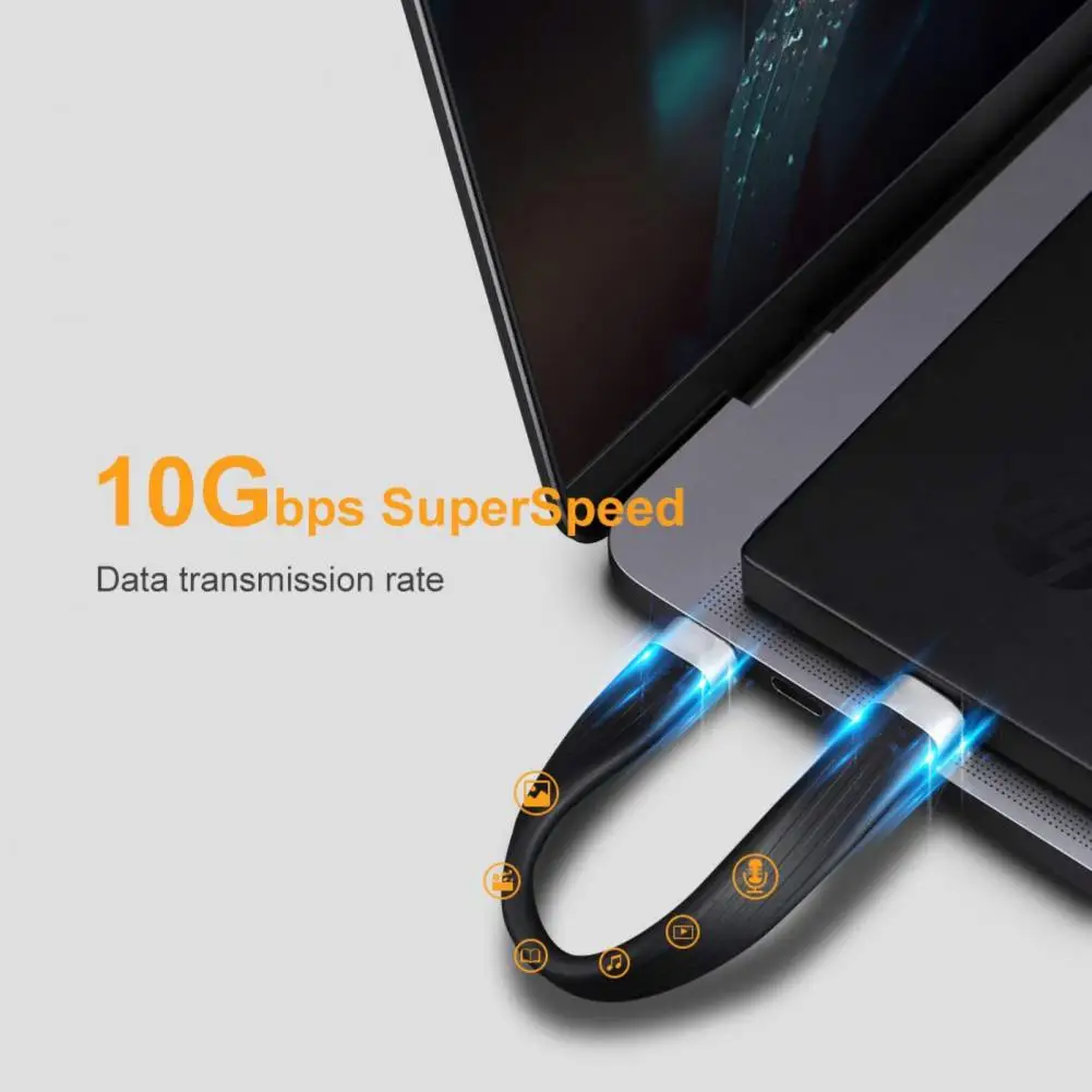 Видеокабель 13 см чип E-mark 4K поддержка 3A быстрая зарядка PVC USB-C Gen 2 видеошнур для