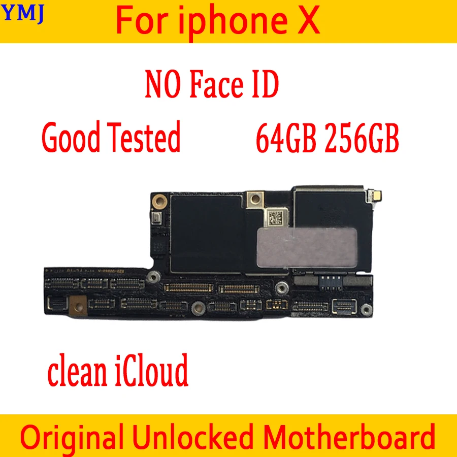 

64GB/256GB For iphone X Motherboard Without Face ID 100% Original unlocked Clean iCloud For iphone X Logic board Good Tested