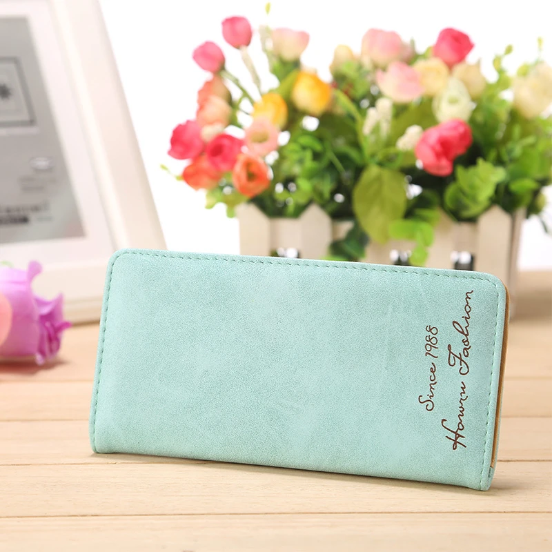 

Simple Frosted Leather Hasp Carteira Portfel Cartera Mujer Wallet Women Purse Letter Print Bag Women's Wallet Long Wallet