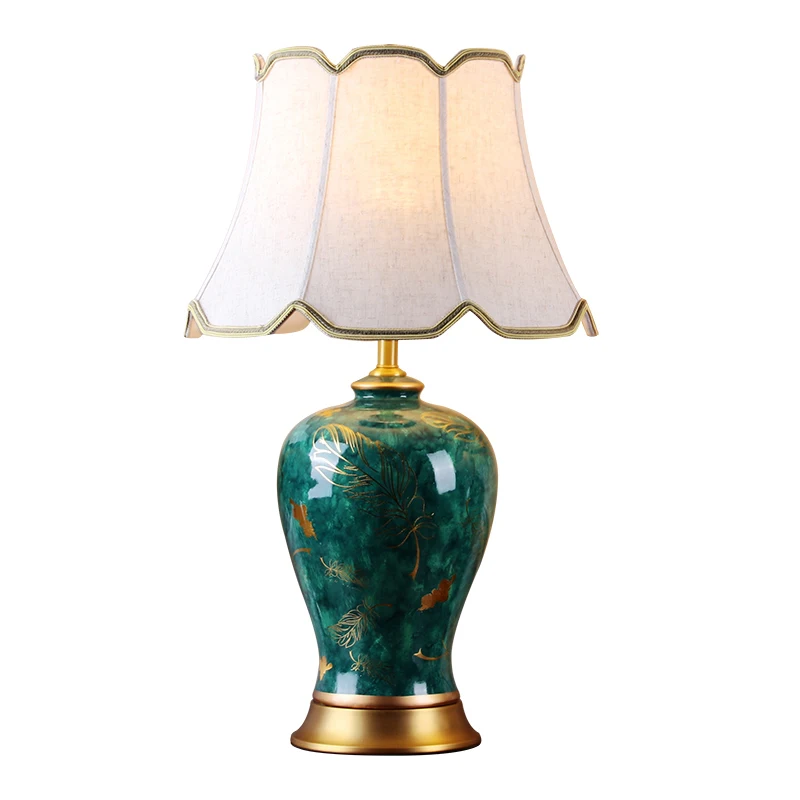 

New Chinese American Modern Minimalist Vintage Ceramic Table Lamp for Bedroom Living Room Bedside Lamp for Hotel Villa Home Deco