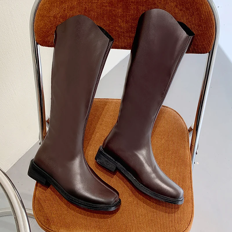 

Женские сапоги из натуральной кожи, на высоком каблуке, с молнией, Размеры 35-43