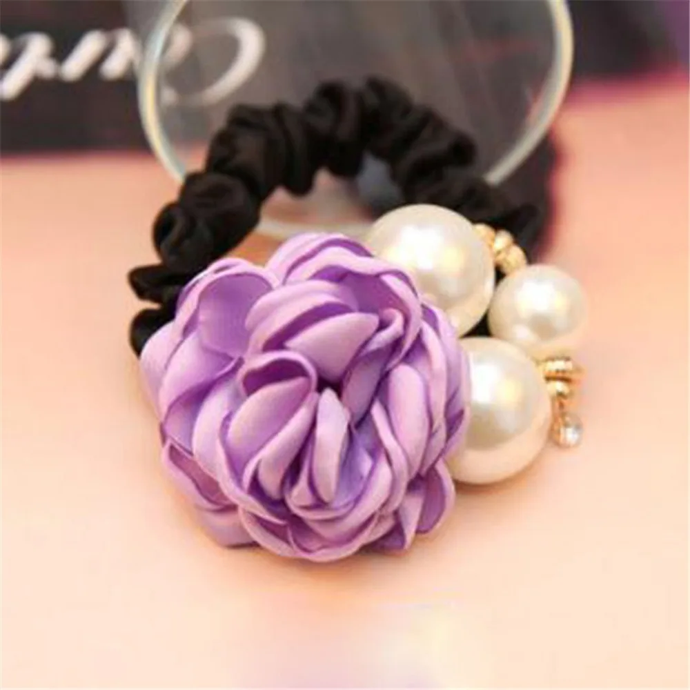 Korean Version Artificial Elegant Pearl Flower Accessories Women Fashion Elastic Hair Ropes Haaraccessoires |