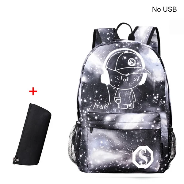 Gray bag-pen bag DIOMO классные светящиеся школьные ранцы для мальчиков и девочек рюкзак с usb зарядкой аниме рюкзак для девочек-подростков Противоугонный - Цвет: Gray bag-pen bag